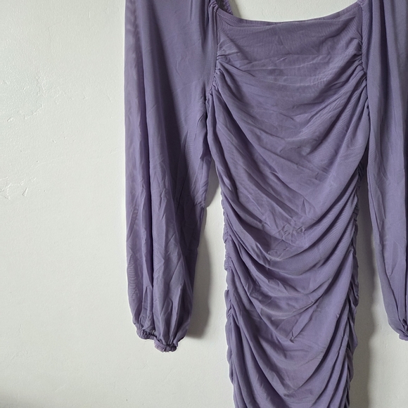 Lavender Purple Ruched Formal Cocktail Dress Bodycon Evening Date Night Medium - Picture 5 of 9